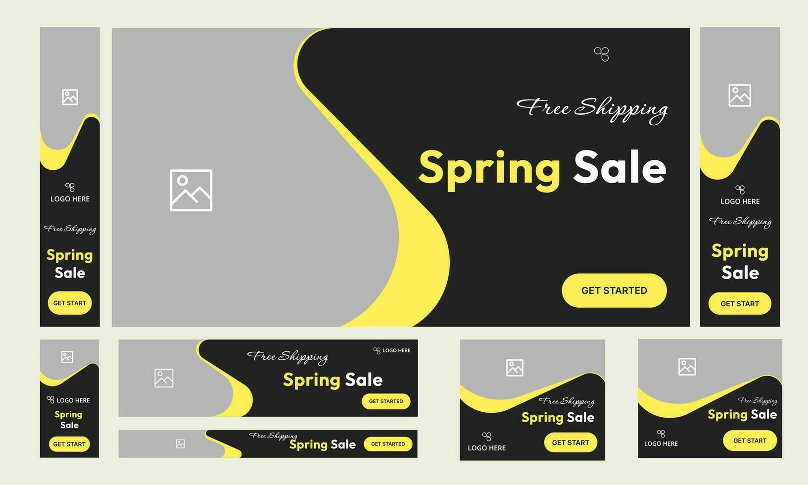 Set of spring sale offers web banner template design vector