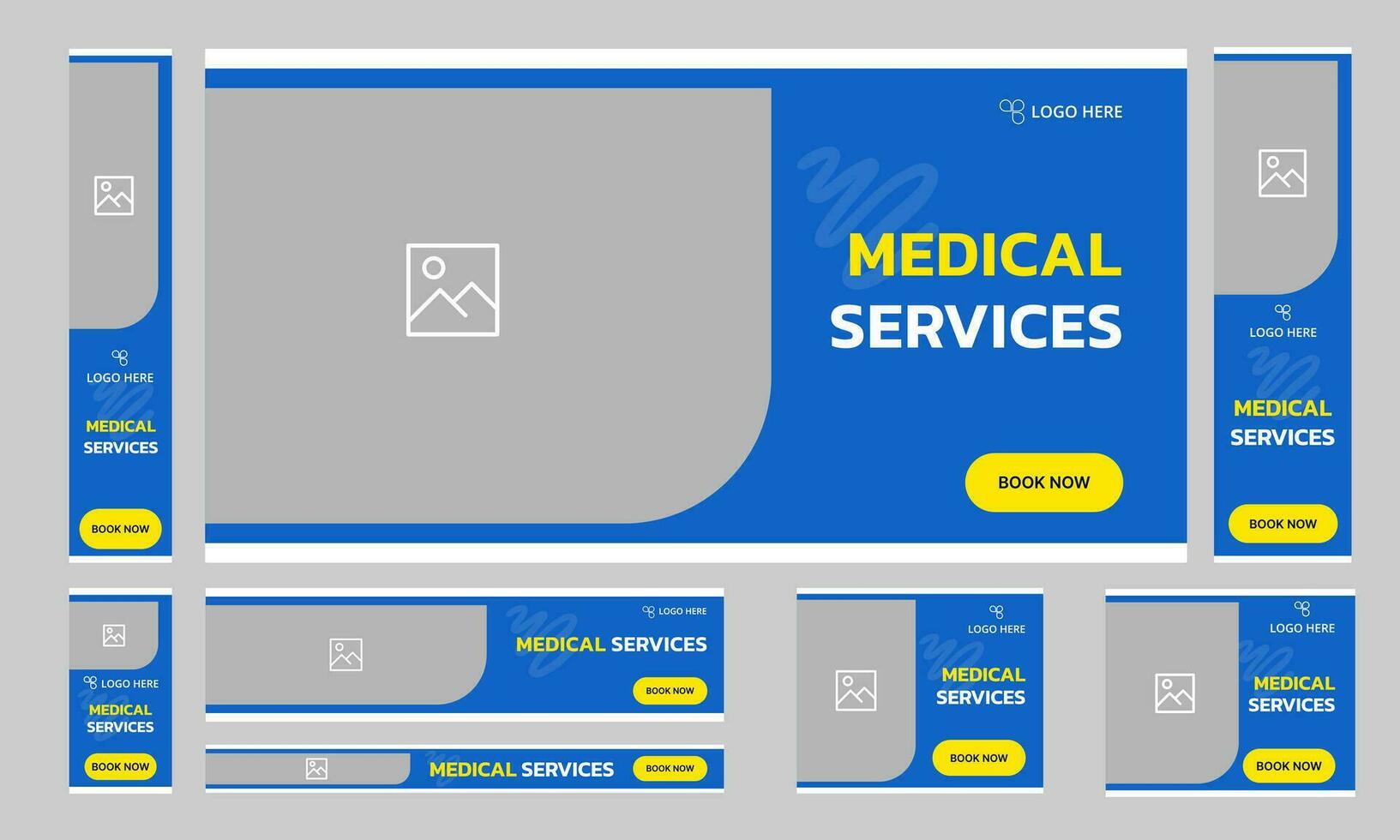 Medical services set of web banner template design vector