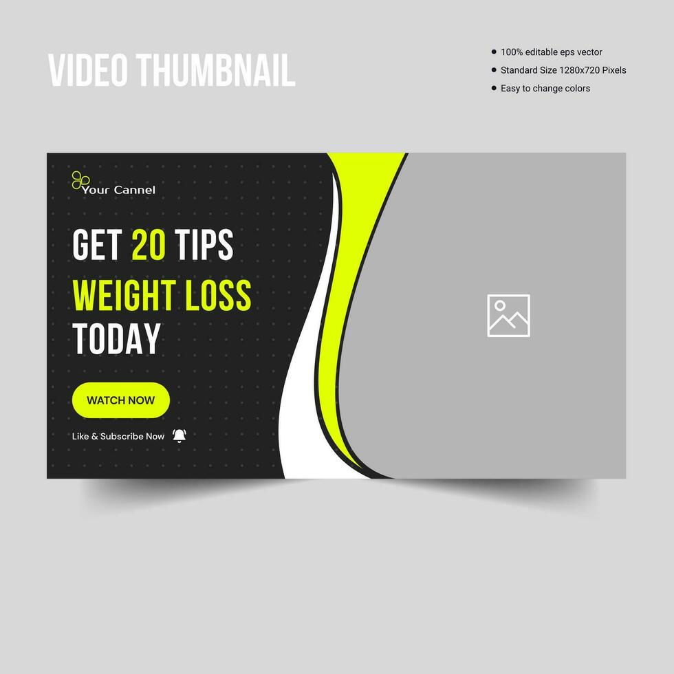 Customizable daily weight loss video cover banner design vector