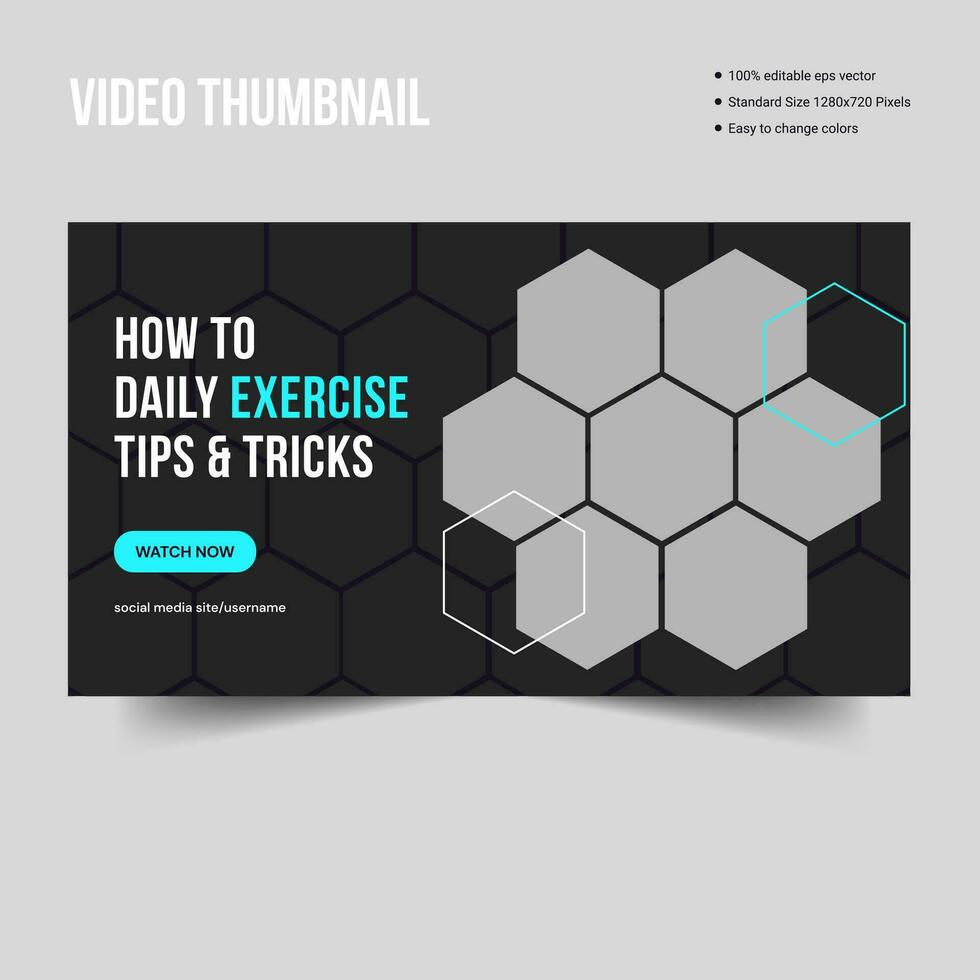 daily exercise tips video thumbnail banner design vector