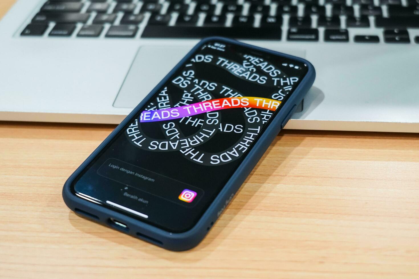 Jakarta, Indonesia, July 12, 2023, threads app logo is visible on the screen. The new application from Meta Platforms is a competitor to Twitter. photo