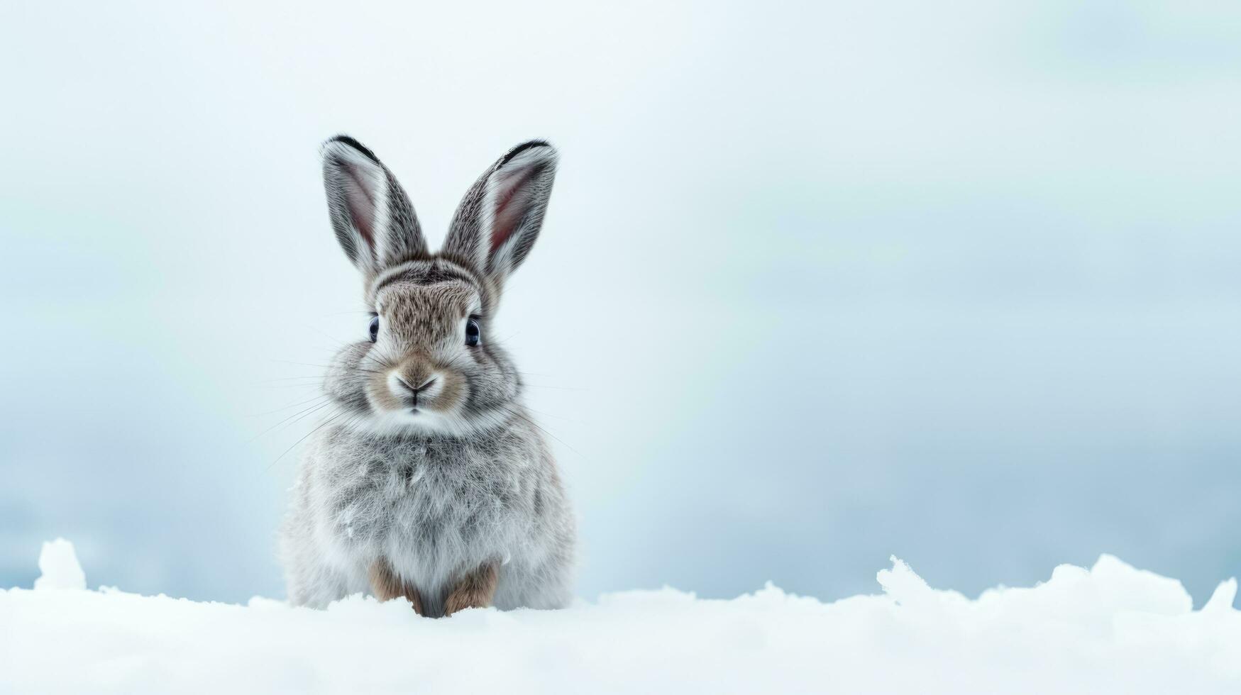 raqueta de nieve liebre en nieve antecedentes con vacío espacio para texto foto