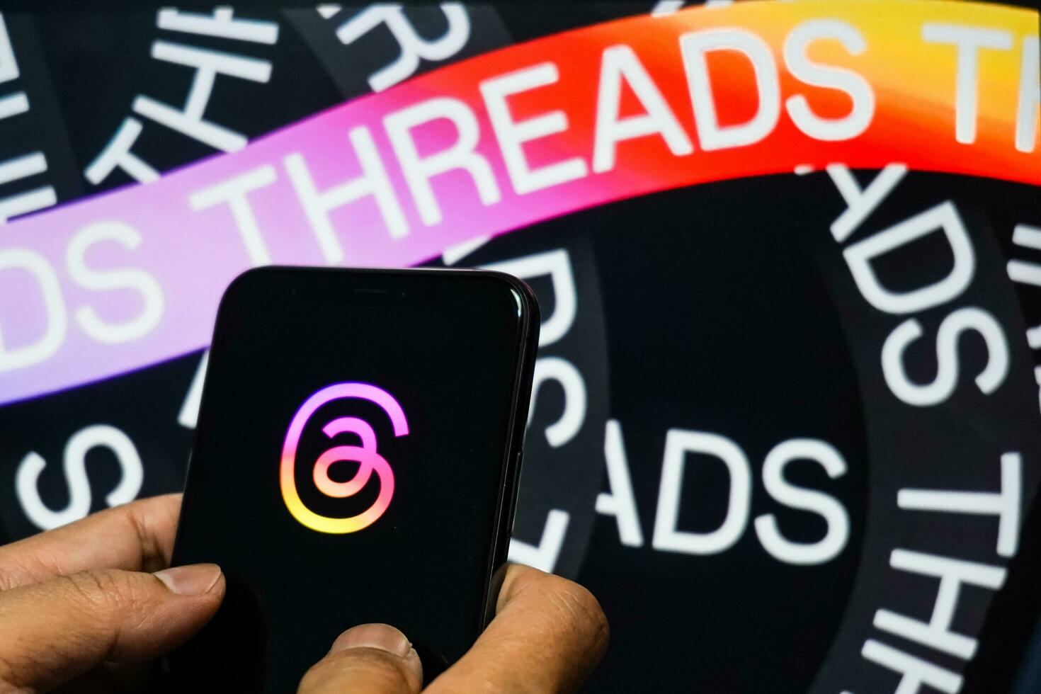 Jakarta, Indonesia, July 12, 2023, threads app logo is visible on the screen. The new application from Meta Platforms is a competitor to Twitter. photo