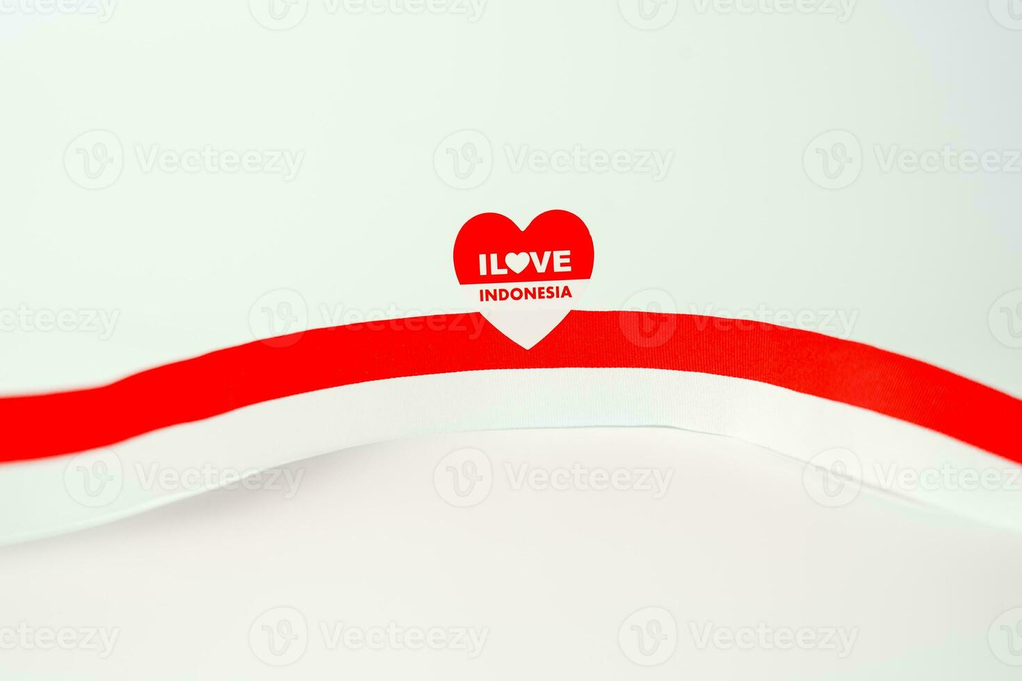 ribbon, red and white flag of Indonesia independence day August 17th, stiker i love indonesia, isolated on white background photo