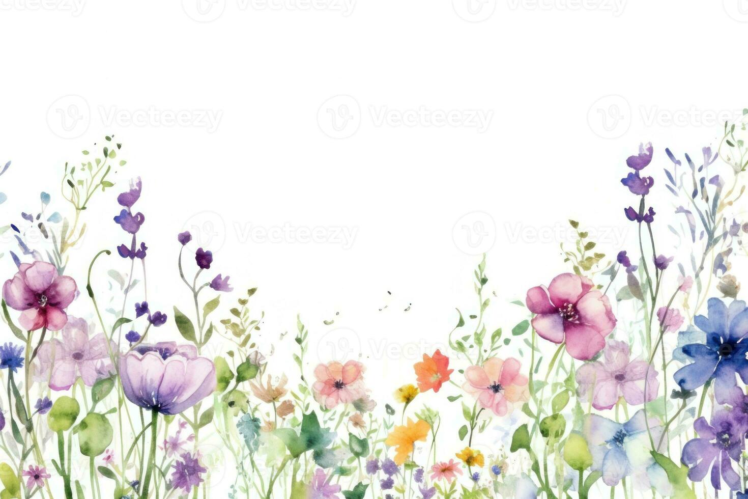Watercolor floral border photo