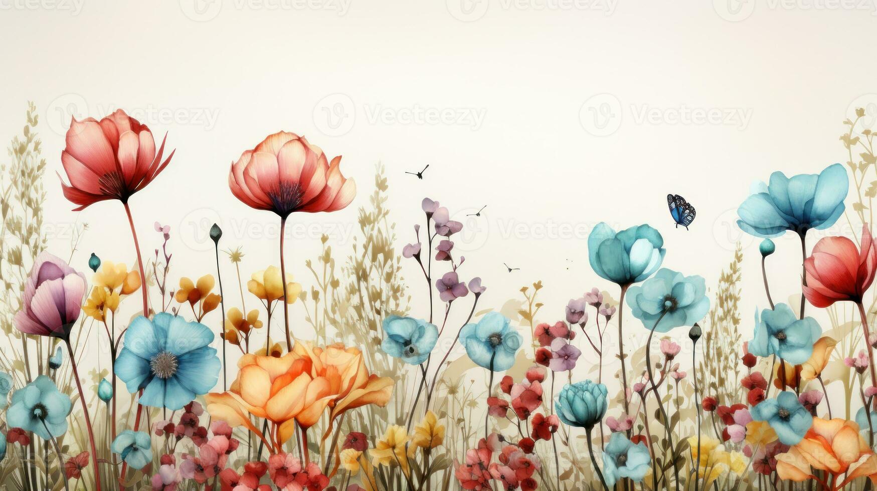 Watercolor floral border photo