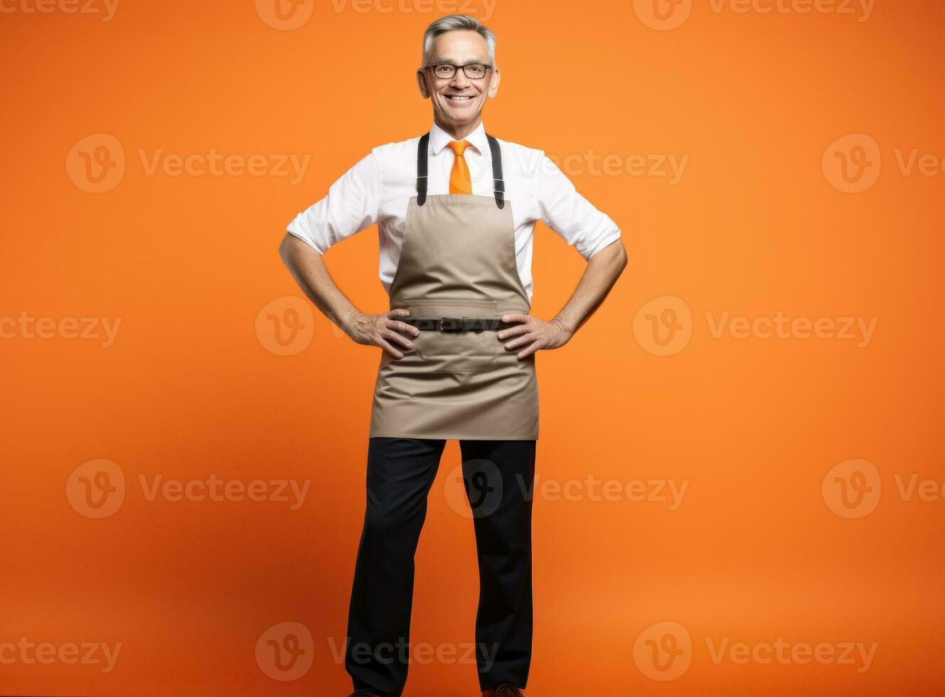 Chef on vivid orange background photo