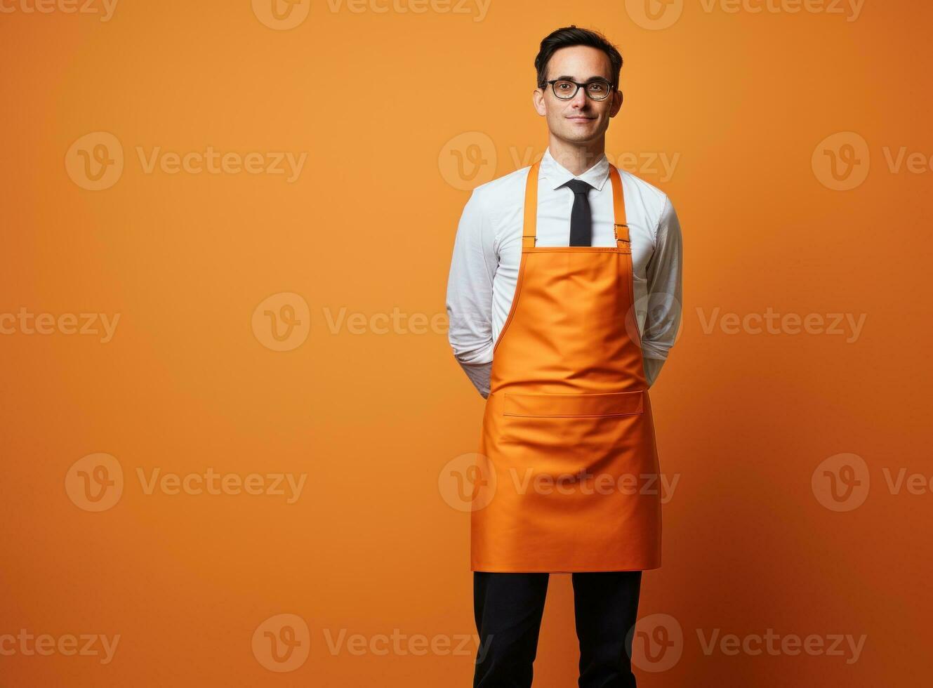 cocinero en vívido naranja antecedentes foto