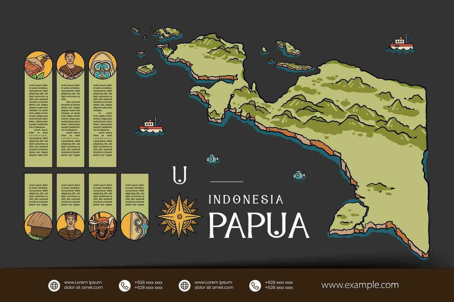 Papuasia Indonesia mapas ilustración. Indonesia isla diseño diseño vector