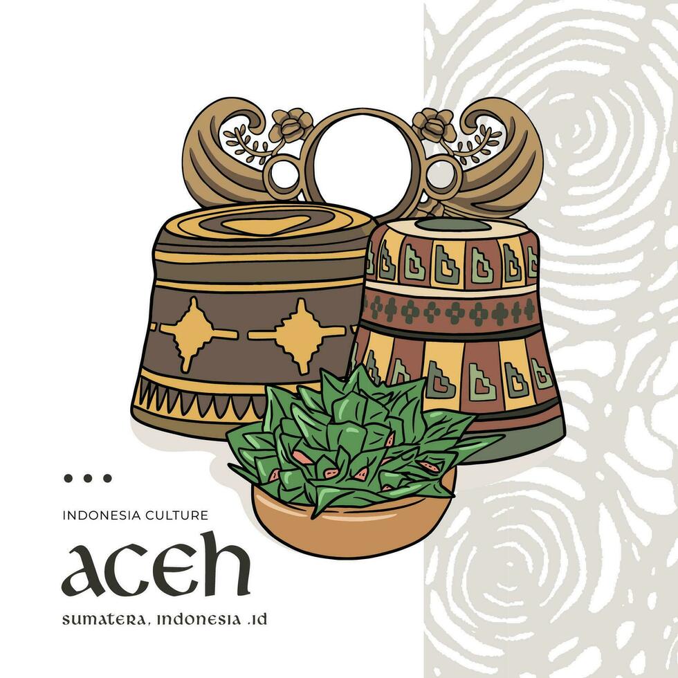 Social media post layout template for tourism with Aceh culture illustration vector