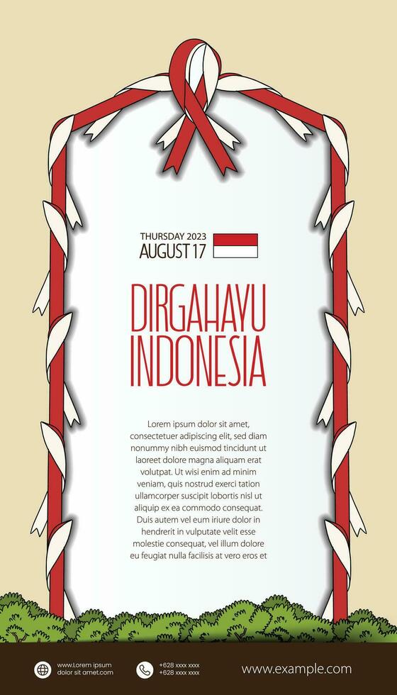 Selamat hari kemerdekaan Indonesia. translation happy indonesian independence day illustration social media post vector