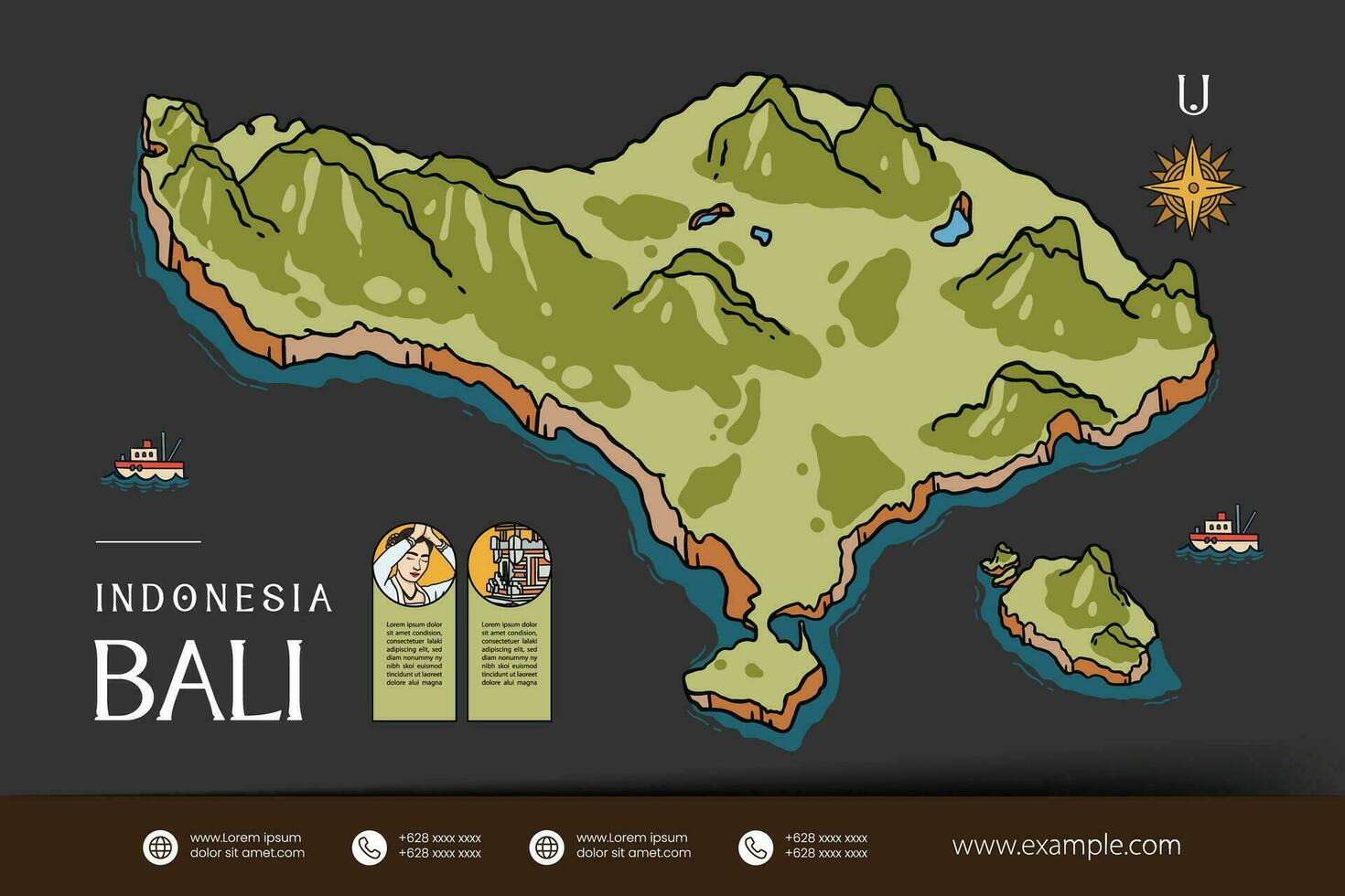 bali Indonesia mapas ilustración. Indonesia isla diseño diseño vector