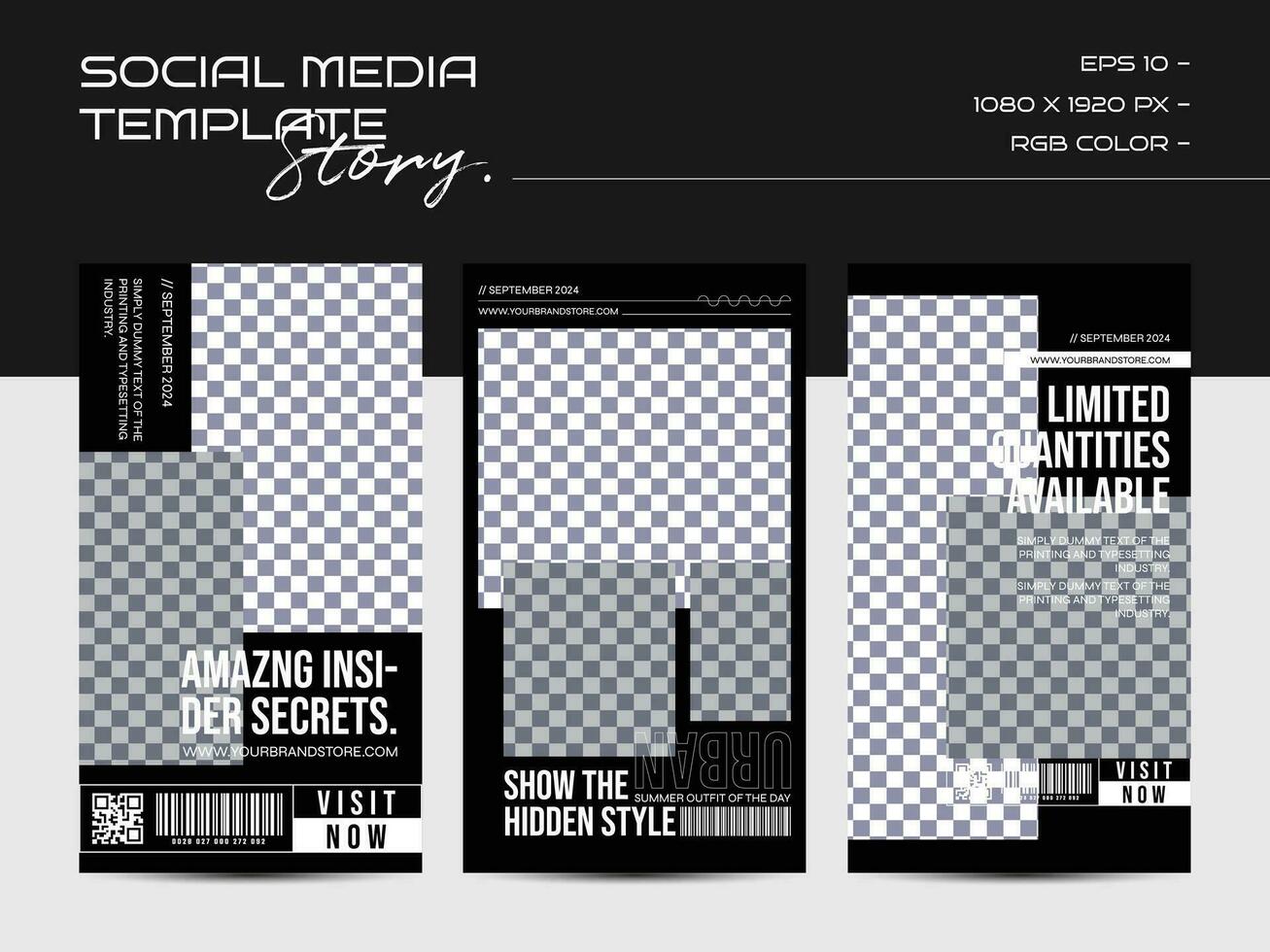 Modern urban futuristic streetwear fashion design for social media story template vector