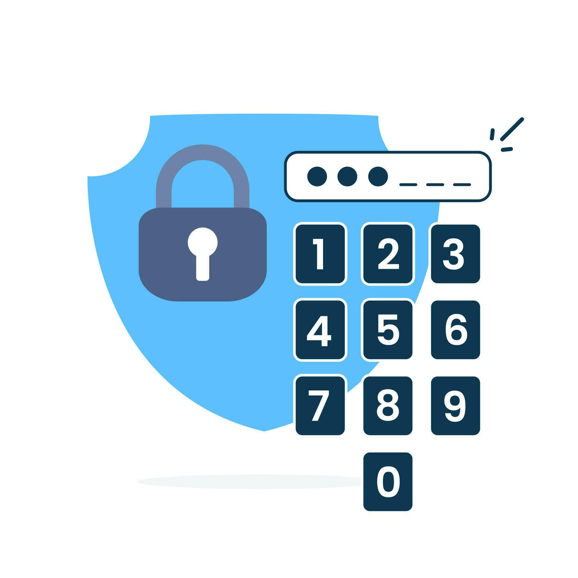 Pin password protection concept illustration flat design vector eps10