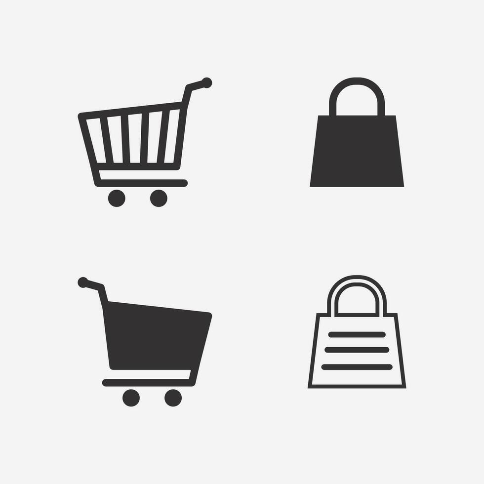 cesta y carro icono y logo vector diseño compras ilustración