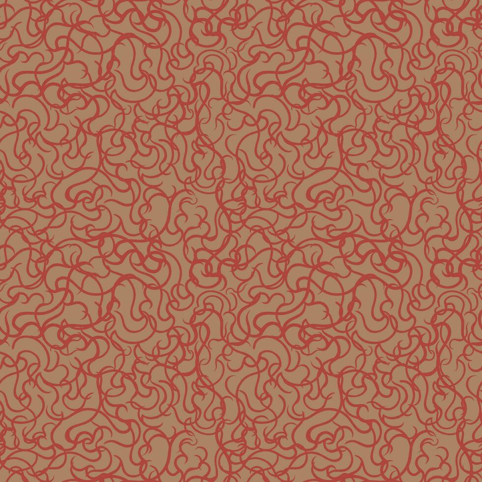 Seamless pattern. Chaotic psychedelic hypnotic pattern with red smoky swirled red stripes on orange backdrop. Vector