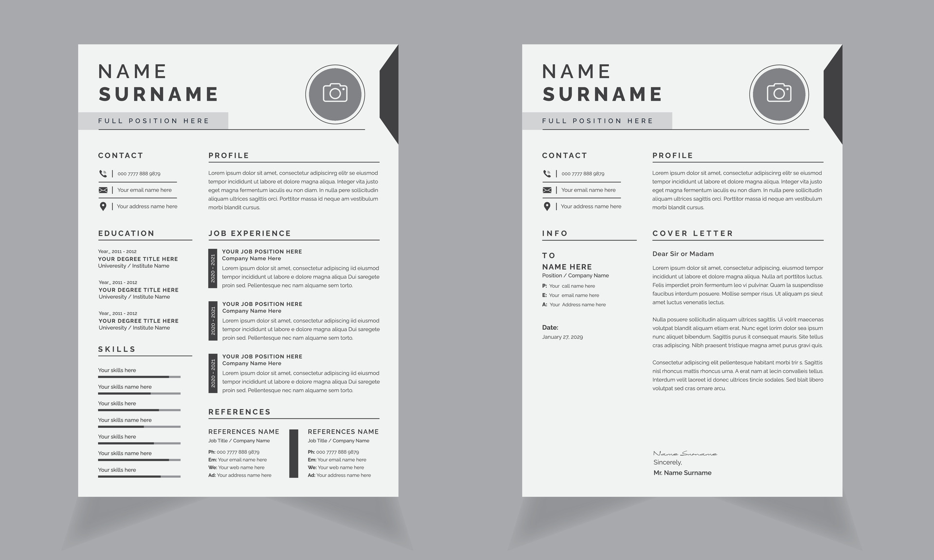 Creative Resume Templates Layout Design with Black Header 26554931