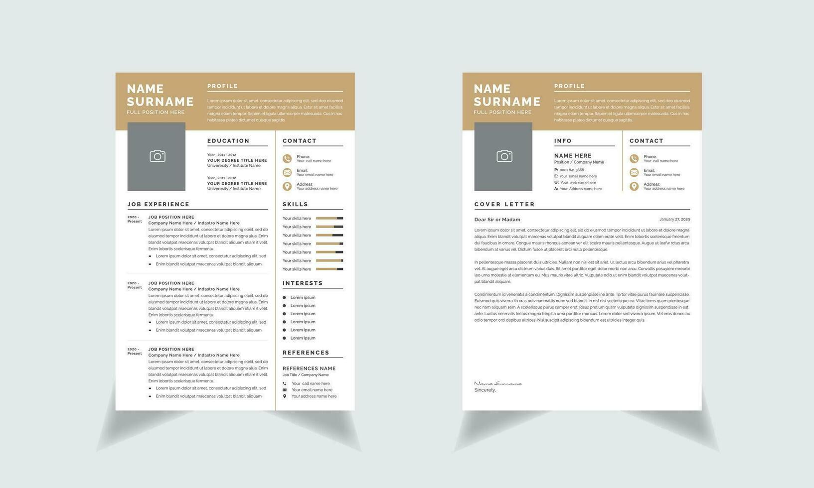 Resume Cover Layout with  Modern Resume Template vector