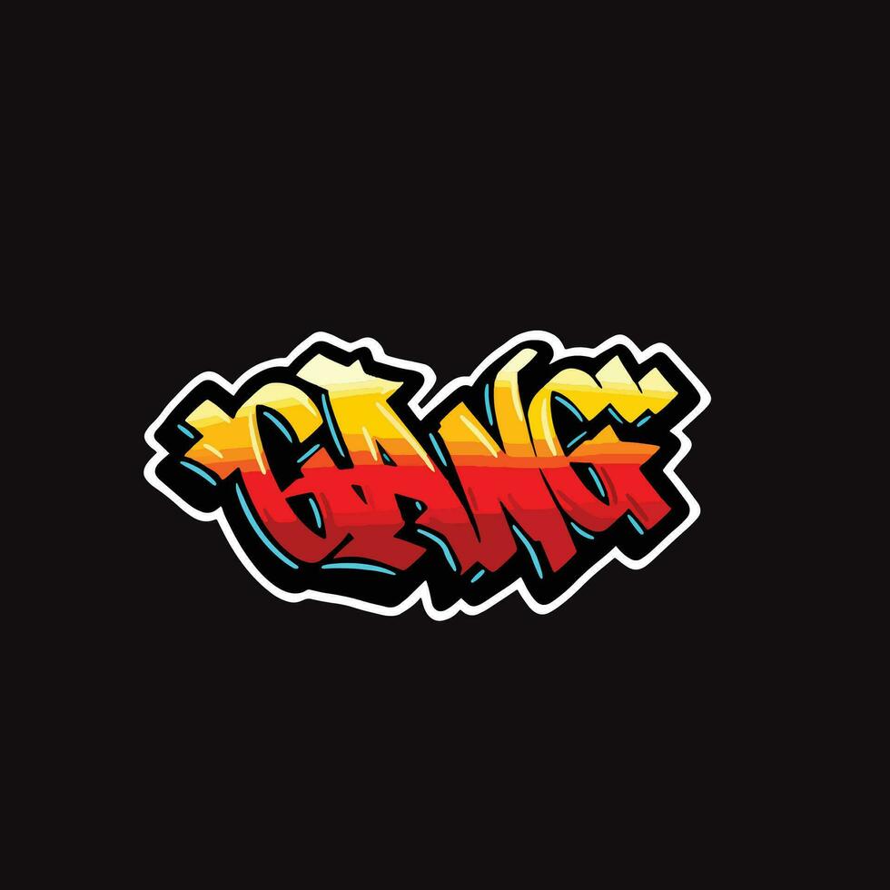 gang word text street art graffiti tagging for clothing brand vector