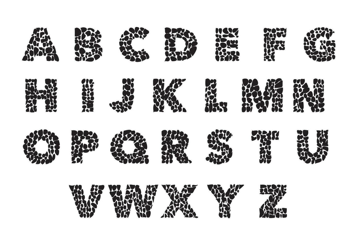 Guijarro alfabeto Arizona capital carta, sólido modelo vector