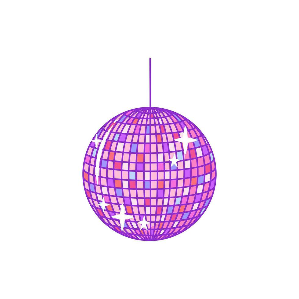 disco pelota, fiesta, música. ilustración para impresión, antecedentes, cubre y embalaje. imagen lata ser usado para saludo tarjetas, carteles, pegatinas y textil. aislado en blanco antecedentes. vector