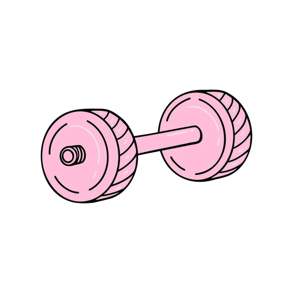 Pink dumbbell, sport, gym. Illustration for printing, backgrounds