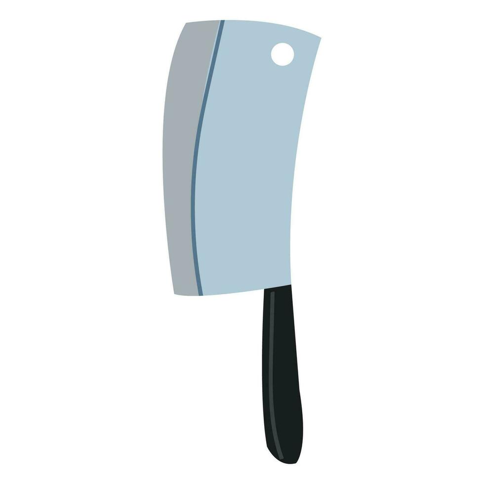 Cartoon style meat cleaver knife. Single element. Kitchen utensil. Isolated on white. vector