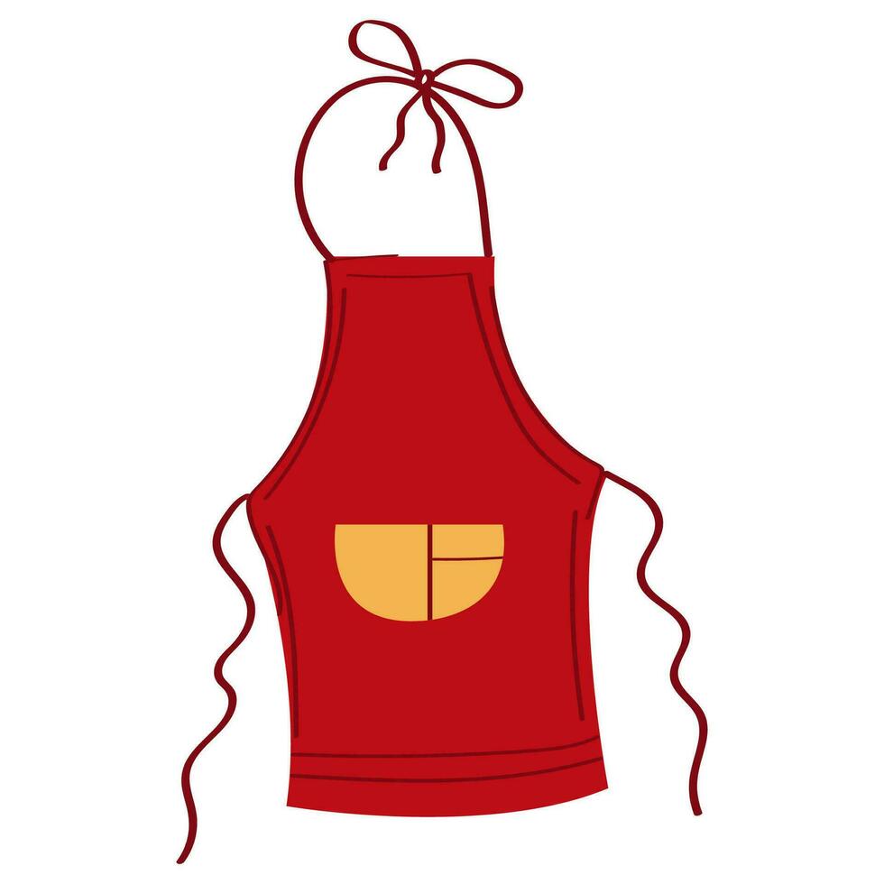 Cute cartoon style red kitchen apron vector
