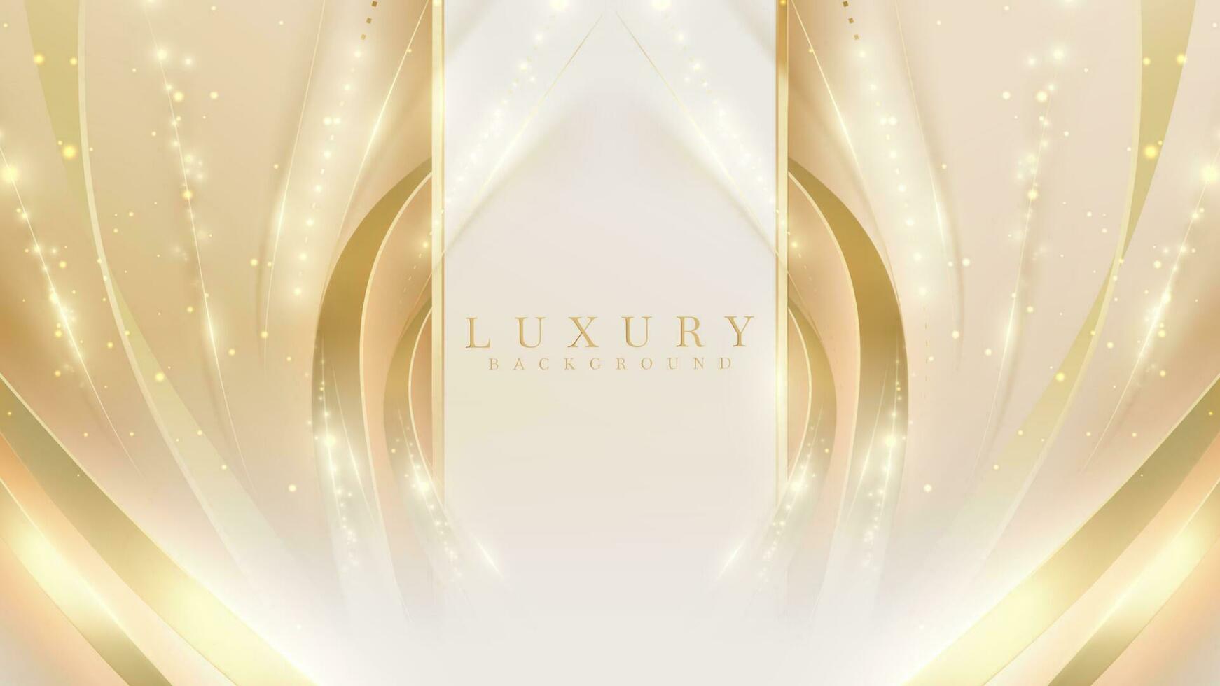 Luxury background with golden curve line elements and light effects decoration and bokeh. vector