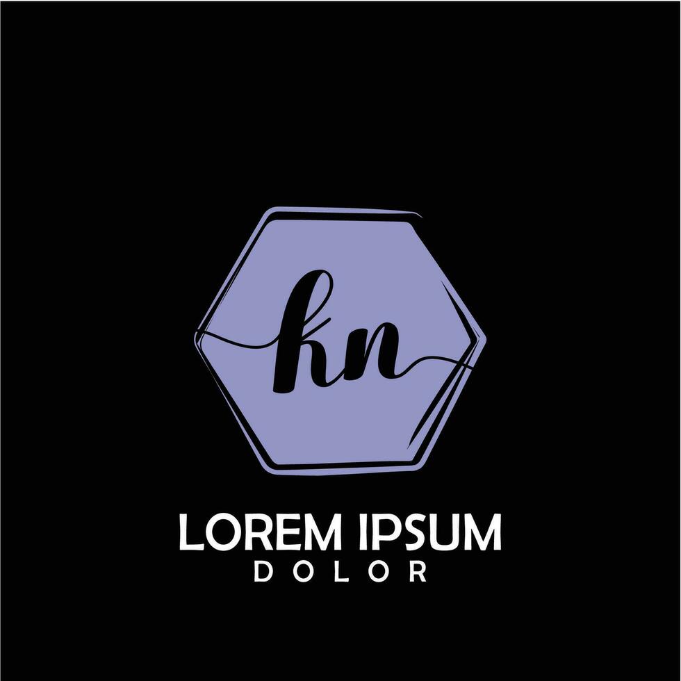 KN Initial Letter handwriting logo with circle brush template vector