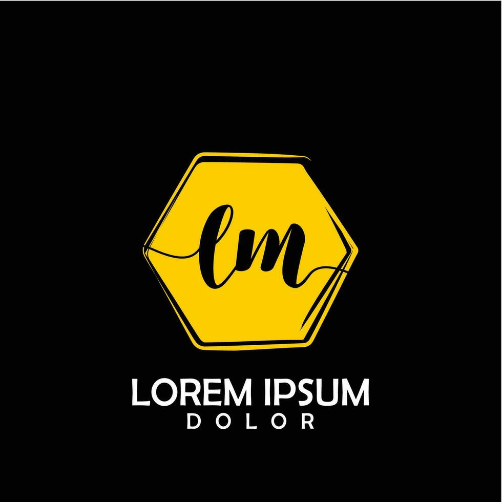 LM Initial Letter handwriting logo with circle brush template vector