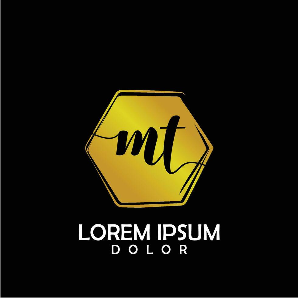 MT Initial Letter handwriting logo with circle brush template vector