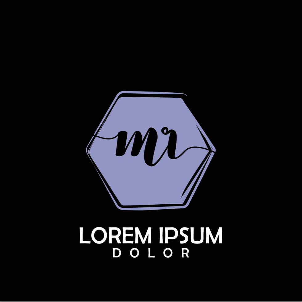 MR Initial Letter handwriting logo with circle brush template vector