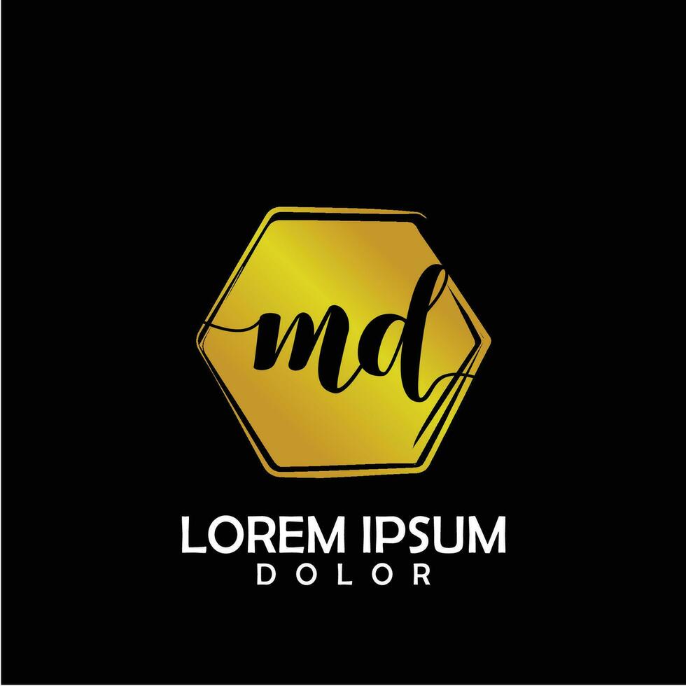 MD Initial Letter handwriting logo with circle brush template vector