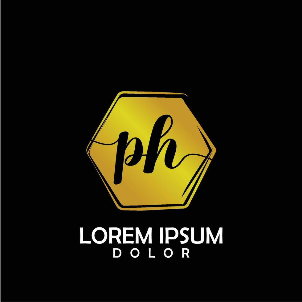 PH Initial Letter handwriting logo with circle brush template vector