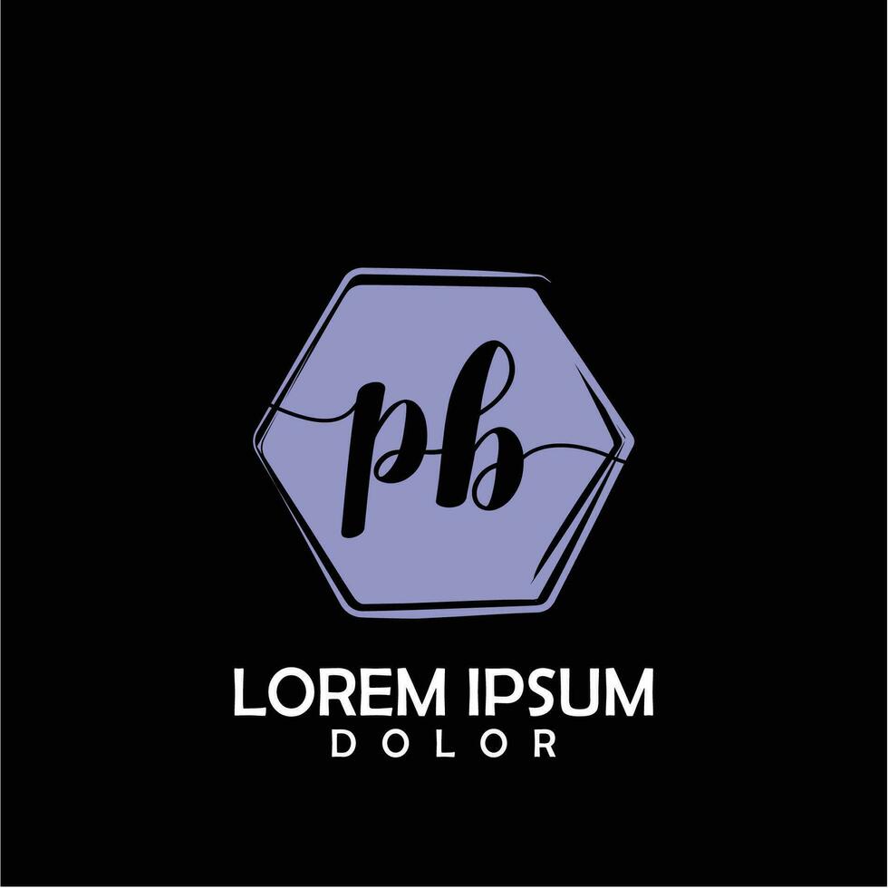 PB Initial Letter handwriting logo with circle brush template vector