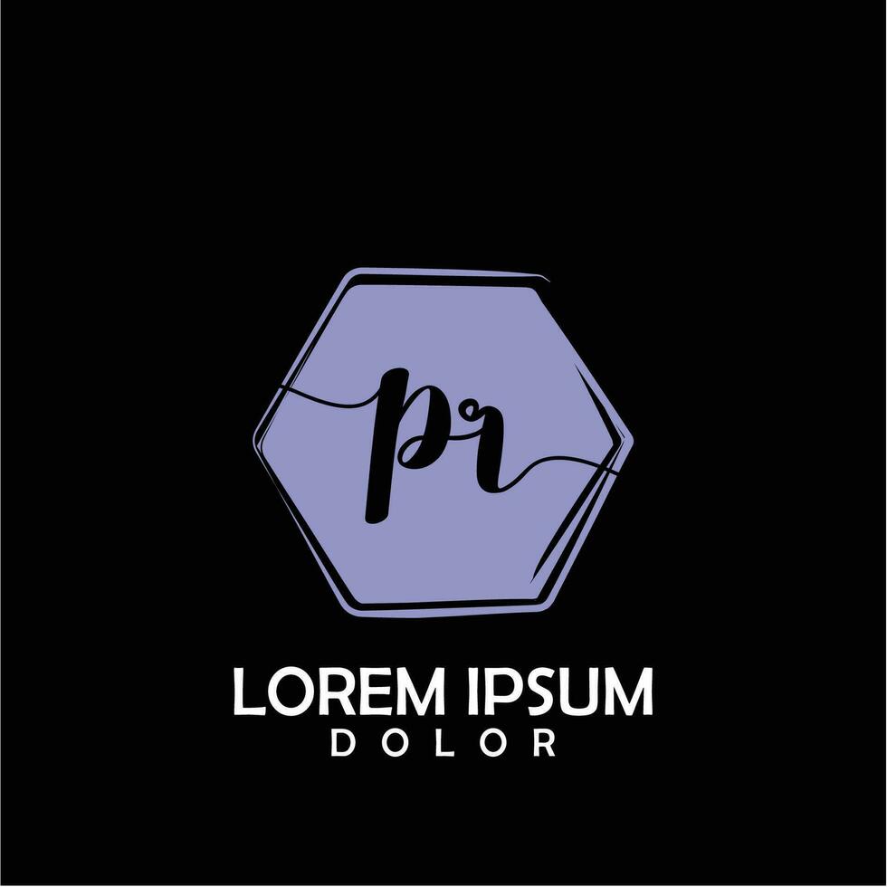 PR Initial Letter handwriting logo with circle brush template vector