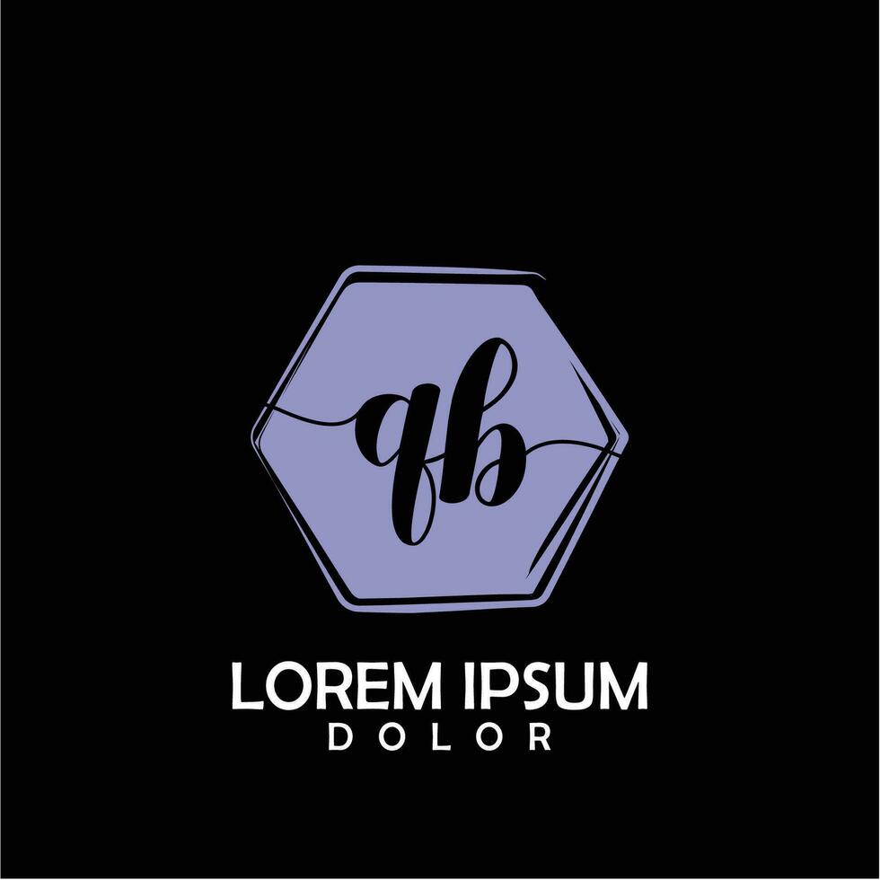 QB Initial Letter handwriting logo with circle brush template vector