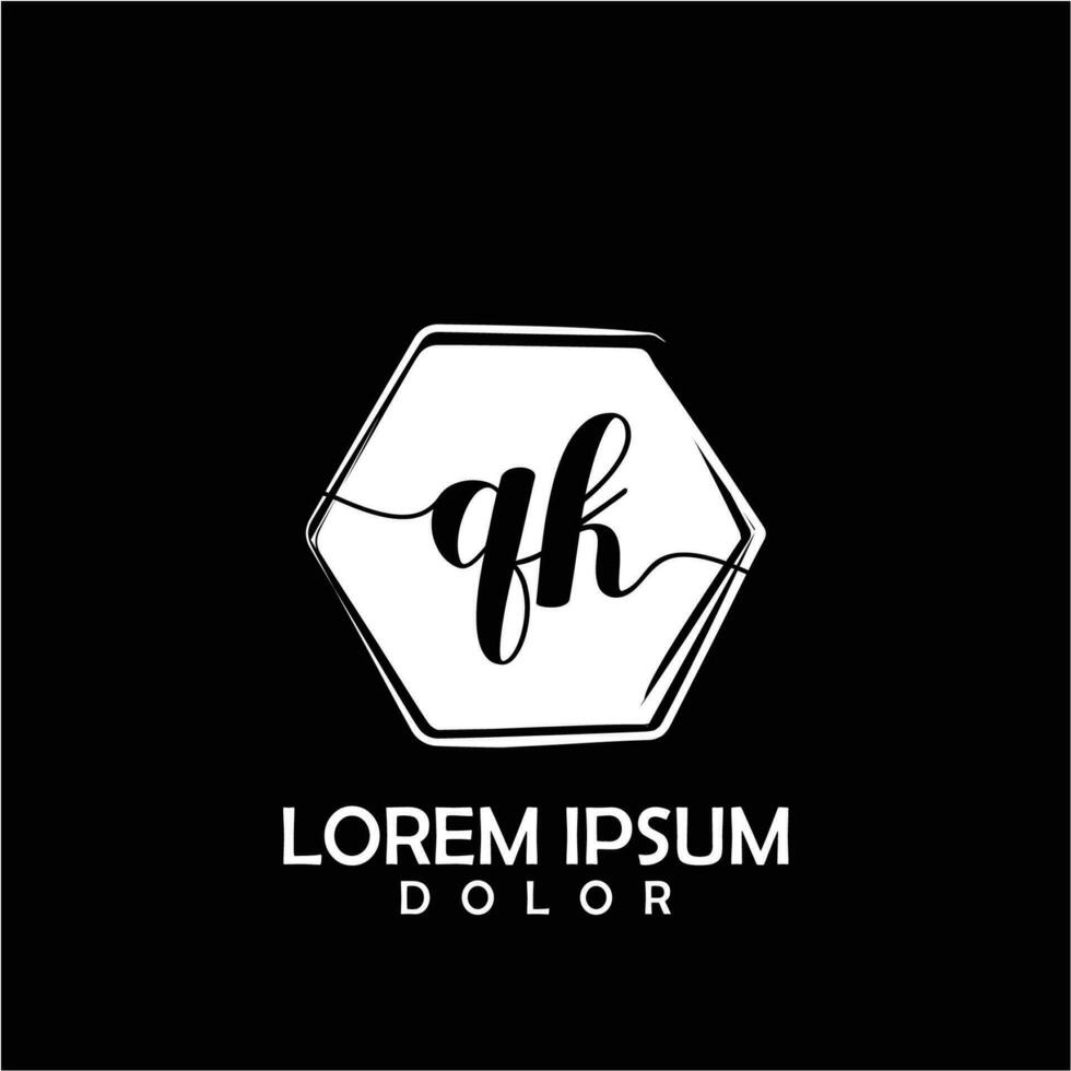 QK Initial Letter handwriting logo with circle brush template vector