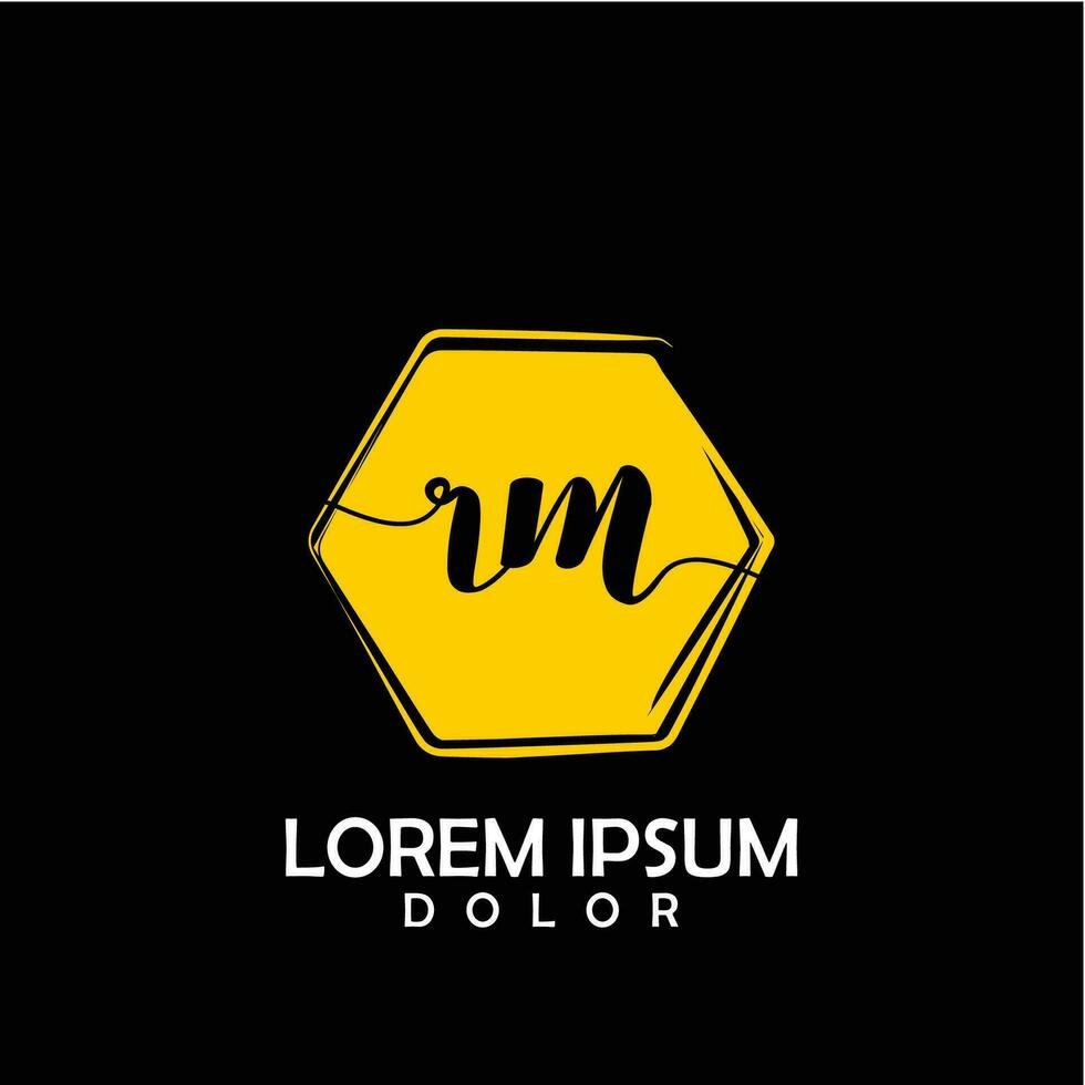 RM Initial Letter handwriting logo with circle brush template vector