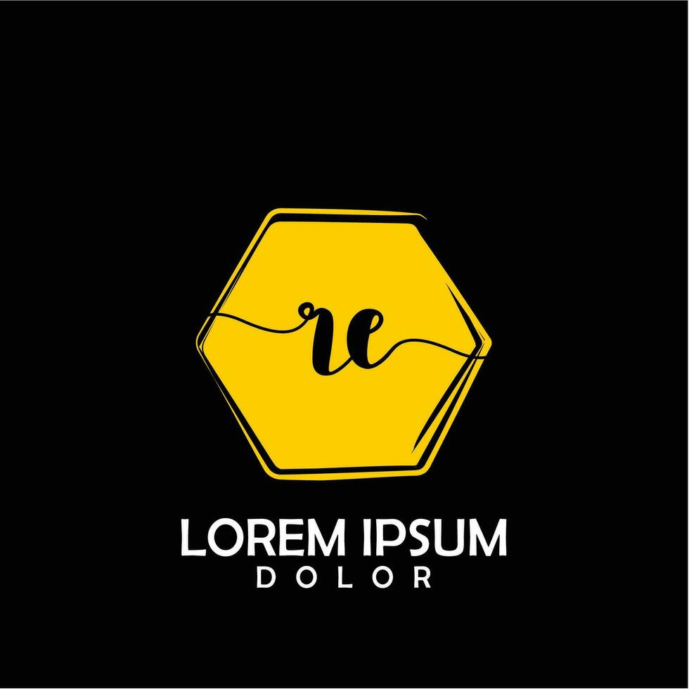 RE Initial Letter handwriting logo with circle brush template vector