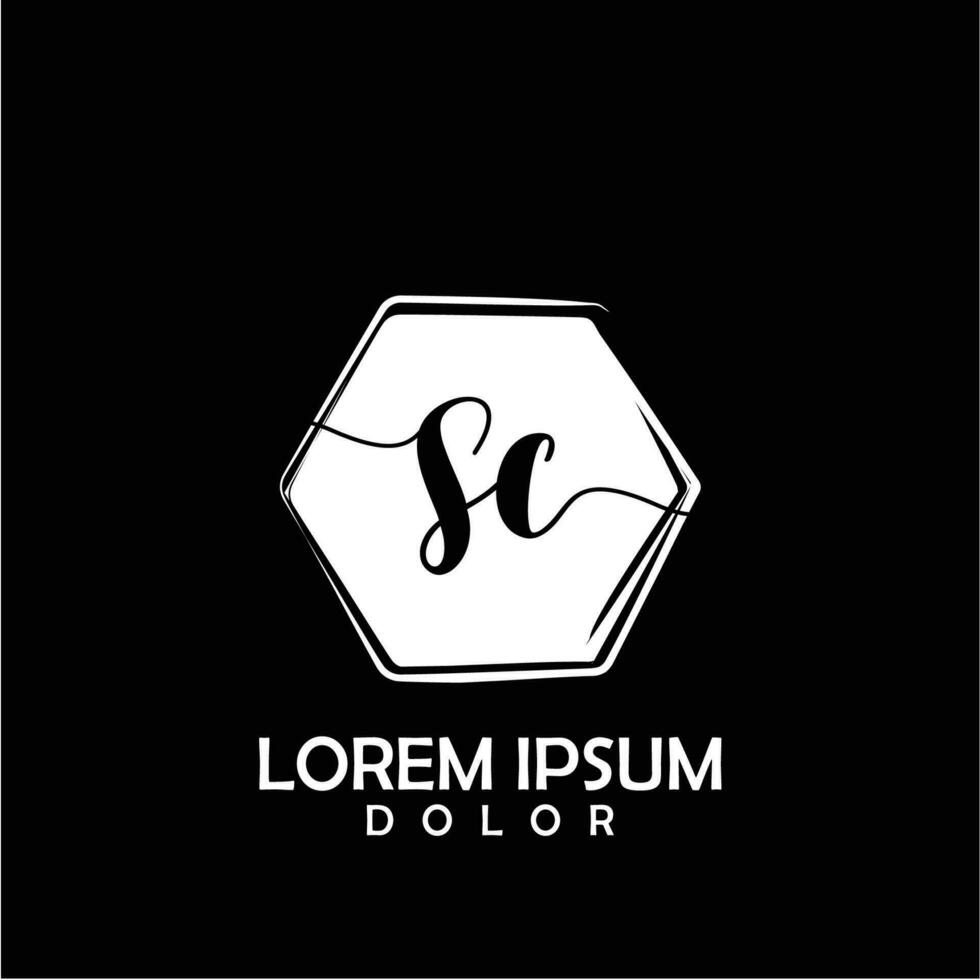 SC Initial Letter handwriting logo with circle brush template vector