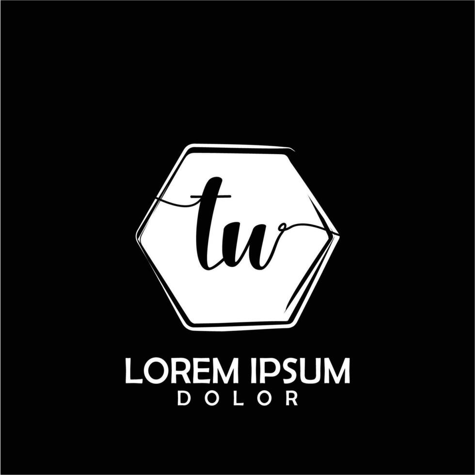 TW Initial Letter handwriting logo with circle brush template vector