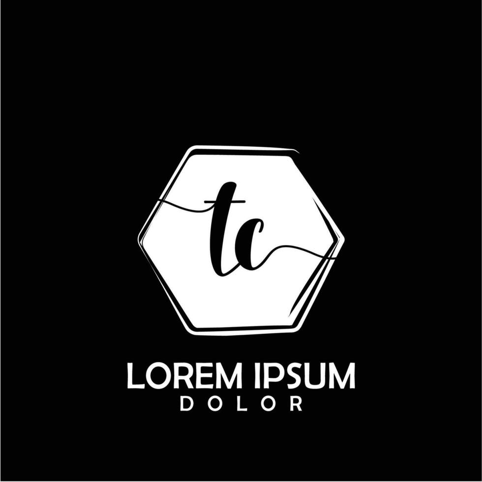 TC Initial Letter handwriting logo with circle brush template vector