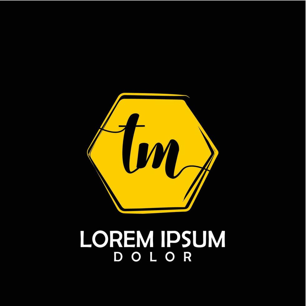 TM Initial Letter handwriting logo with circle brush template vector