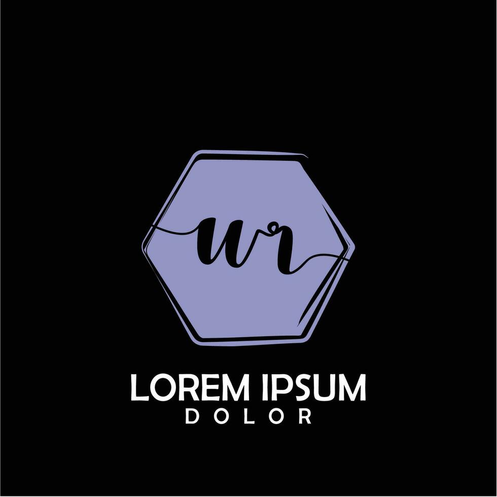 WR Initial Letter handwriting logo with circle brush template vector