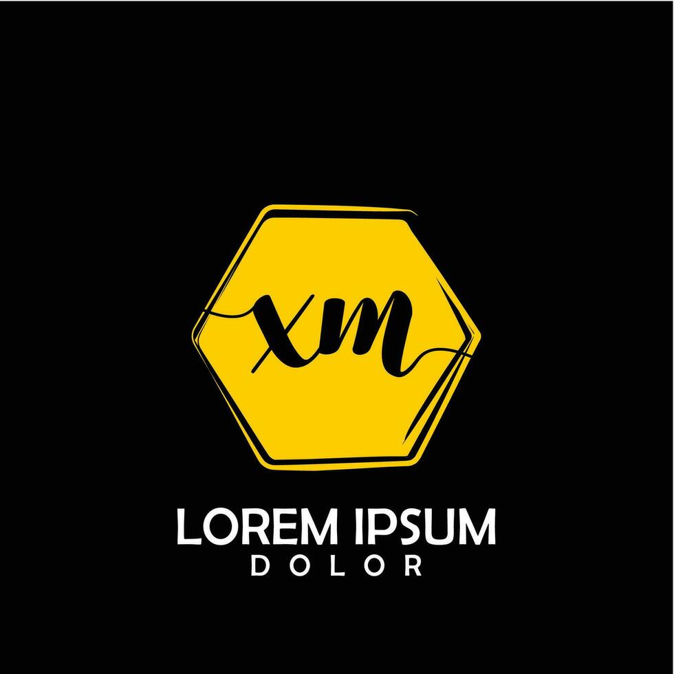 XM Initial Letter handwriting logo with circle brush template vector