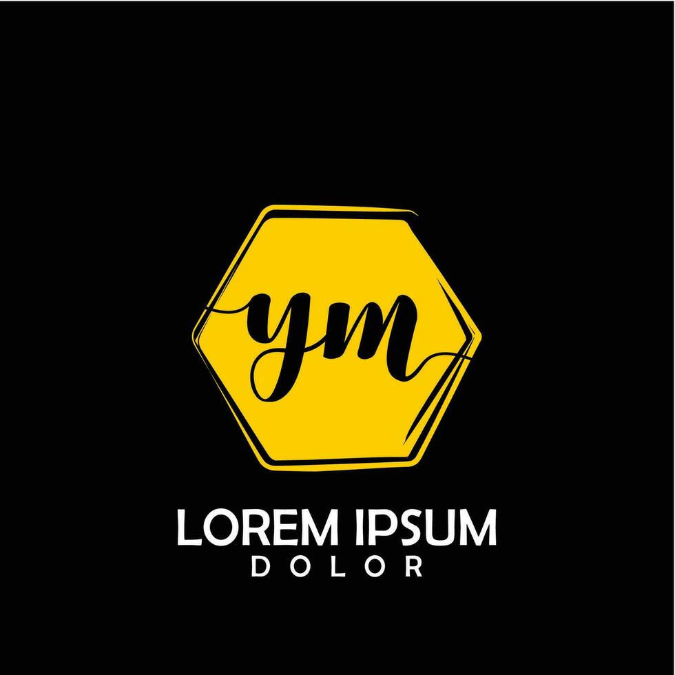 ym inicial letra escritura logo con circulo cepillo modelo vector