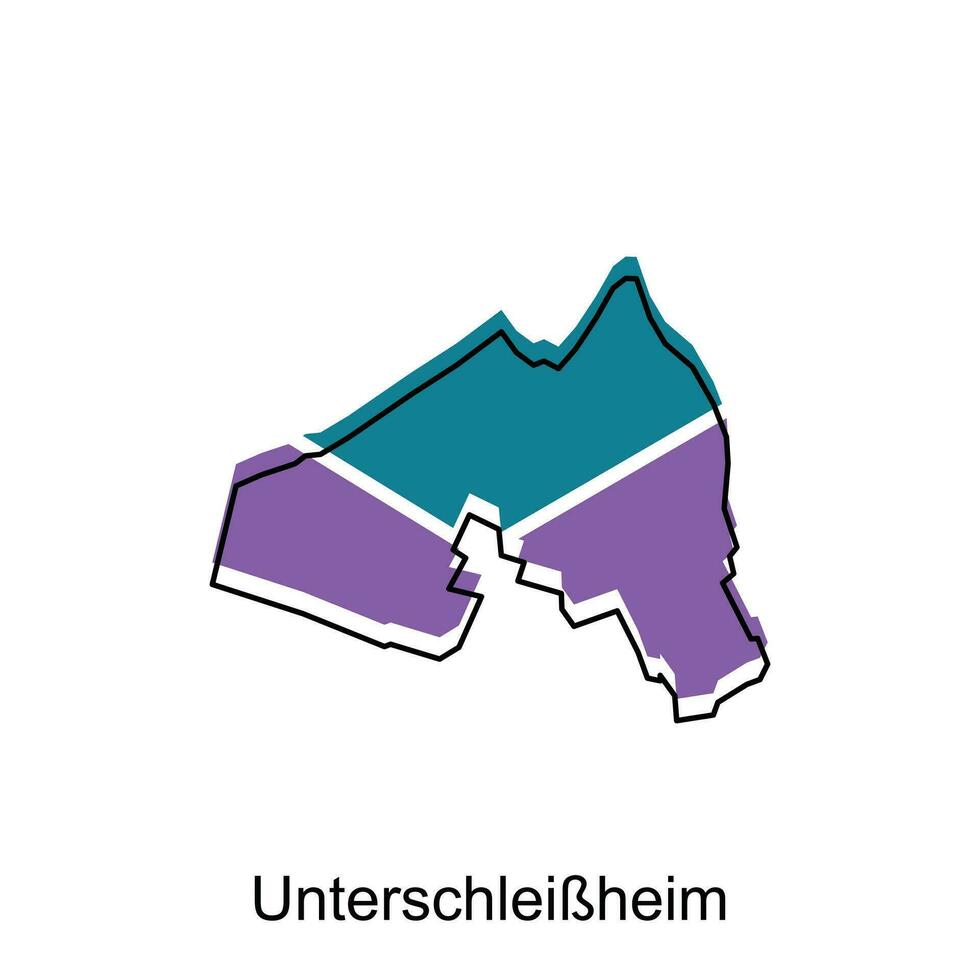 Unterschleibheim map, detailed outline colorful regions of the German country. Vector illustration template design