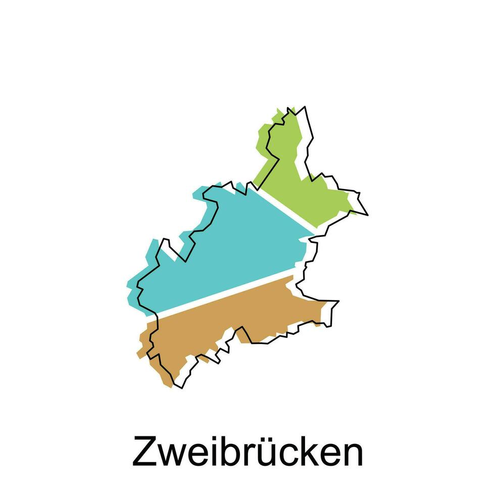 Map of Zweibrucken colorful design, World Map International vector template with outline graphic sketch style on white background